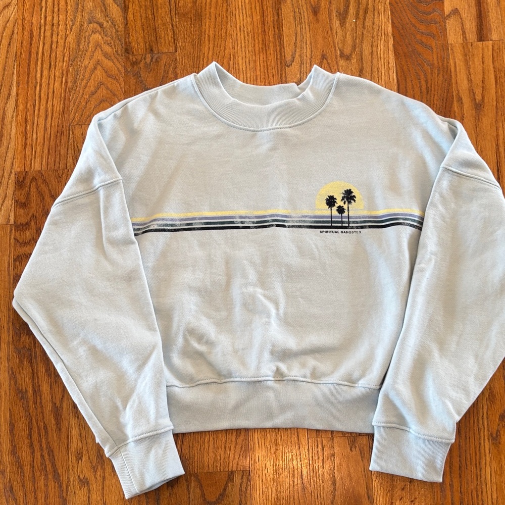 Spiritual Gangster Gray Sweatshirt with Palm Tree Design